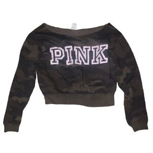 VS pink camo open crew neck
